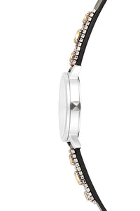 BFFL Silver Tone Beaded Strap Watch, 36MM